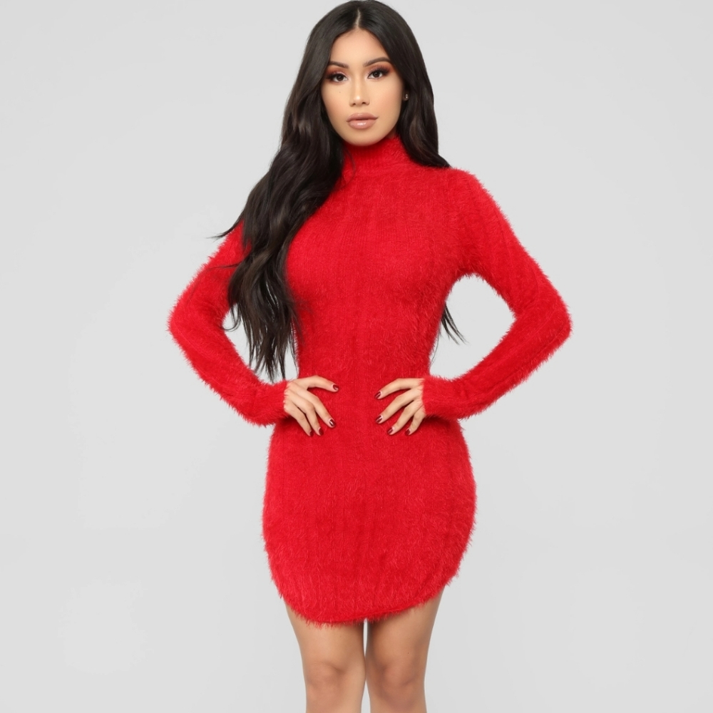 Fashion Nova Feel me up fuzzy sweater dress
